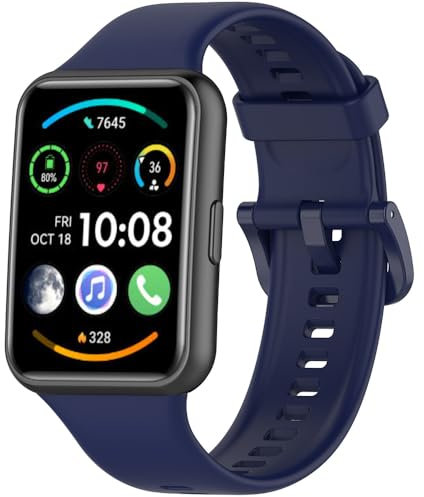 Silikon Armband für Huawei Watch Fit 2, Sport Armbänder Uhrenarmband, Ersatzarmband für Huawei Watch Fit 2 (Navy)