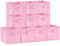 Lifewit 10 offene Aufbewahrungsboxen, Aufbewahrungskörbe, Würfel, faltbar, Aufbewahrungswürfel mit Griffen für Kleidung, Spielzeug, 26,5 x 26,5 x 28 cm, Rosa