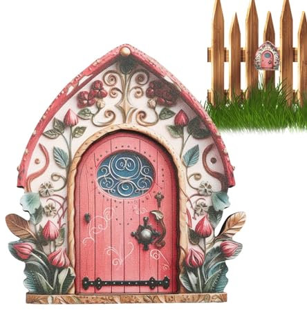 Kuxiptin Fairy Door - Wooden Art Door for Fairy Garden, Indoor or Outdoor