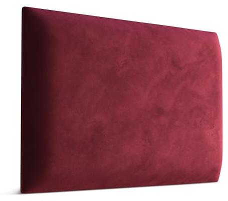 Muralo Wandkissen Gepolstert, Magic Velvet, Wandpolster - 60x40 cm, Weinrot | Wandpaneel, ideal als Bettkopfteil oder Lendenkissen - für Schlafzimmer und Wohnzimmer, einfache Anbringung mit Montagekleber