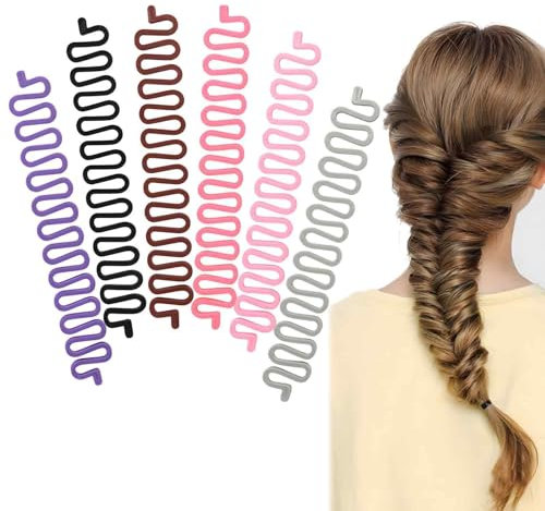OQKAHIV Pince à Cheveux Française pour Tresses et Tresses, Ensemble de 6 Outils de Tressage de Cheveux - Accessoires de Coiffure pour Tresses Rapides et Simples - Modèles Français en Tricot pour DIY