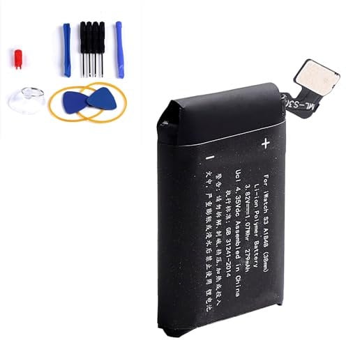 PONDWAY S3-38mm 279mAh 3.82V Batería de Repuesto Compatible con Apple Watch Series 3 38mm A1847 A1848 A1858 A1860 Compatible con IWatch S3 con Kit de Reemplazo GPS Version y LTE Cellular Versión
