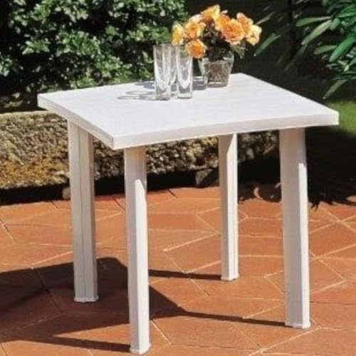 Briconess.com Rechteckiger Gartentisch aus Polypropylen 80 x 75 x 72 cm weiß