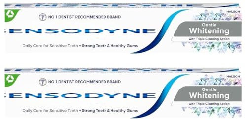 SensodyensGentle Whitening Toothpaste for Sensitive Teeth 75ml x 2, Daily Oral Care for Healthy Gums Bright Strong Teeth with Welari Thank You Card | (2pack)
