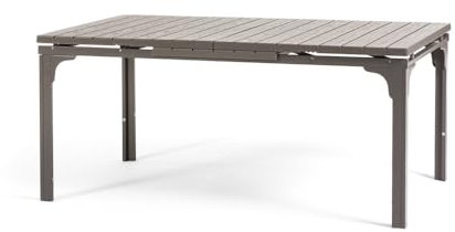 SIEDITI FUORI E DENTRO Table d'extérieur/jardin extensible 180/240x90 cm avec pieds en acier et dessus en polyéthylène effet bois, jusqu'à 10 personnes Thomas XL (Taupe )