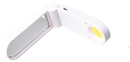 Beatifufu Miroir De Maquillage Portable avec Éclairage LED Miroir Pliable Rechargeable par USB Lampe Pratique pour Voyage Et Maison Blanc