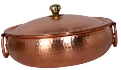 perfk Kupfer-Chafing Dish, Kupfer-Hot Pot, Ramen-Topf, traditioneller Induktionstopf, dick mit Deckel, Kochtopf für Zuhause, gewerbliche Buffets, B