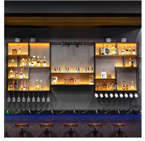 AYHARYLH Mural Moderne en Métal Porte Bouteilles Polyvalentes en Métal Casier À Vin Porte Bouteille Muraux Industriels Casier À Vin Multi Fonctionnel,pour La Maison, Le Dîner, La Salle de Cuisine