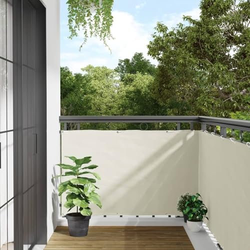 Juroupi Écran d'intimité de Balcon Blanc 500x90 cm PVC,Brise-Vue,Brise Vue Beige,Canisse Brise Vue