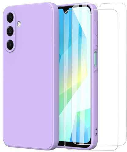 MOONESS Hülle kompatibel mit Samsung Galaxy A16 5G / 4G Handyhülle mit 2 Stück Schutzfolie,Liquid Silikon TPU Schutzhülle Dünn Backcover - Lila
