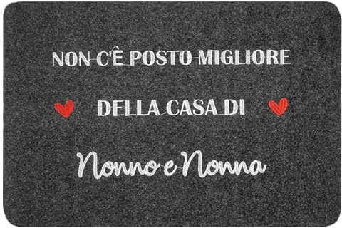 Zinello Design - Personalised Grandparents' Door Mat - Grey Black Entrance Mat 40x60cm Indoor and Outdoor with Personalised Message - Non-Slip, Washable and Rainproof