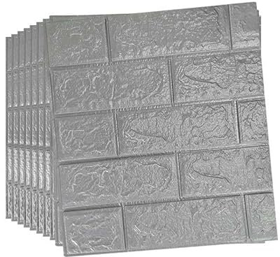 Snewvie 30PCS 3D Wall Panels 38 * 35cm Self Adhesive Wall Tiles Brick Wallpaper Wall Panels Foam DIY Waterproof PE Foam Panel Thicken Wall Stickers for Kitchen Kids Room Living Room Bedroom,Grey