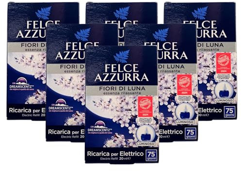 Felce Azzurra - Aria Di Casa, Ricarica Per Diffusore Elettrico, FIORI DI LUNA, Essenza Rilassante 20ml (6 Unità)