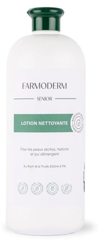 Farmoderm Gel Douche Antibactérien au Thym & l'huile de Théier (1L) - Nettoyant corporel quotidien pH neutre pour personnes âgées, incontinentes, handicapées - Peaux sensibles, sèches et qui démangent