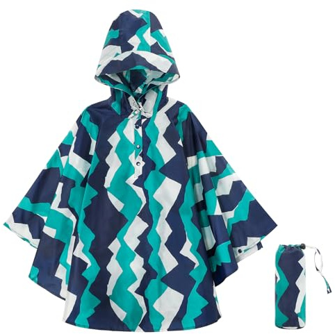 KAKU NANU Poncho Pluie Enfant Imperméable Cape Pluie Cahouet Fille Garçon Bleu 6 7 8 9 10 Ans