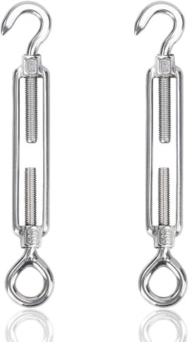 huruirui M8 Tendeur Cable 304 Acier Inoxydable Réglable Crochet De Ridoir Et Oeil Tendeur Fil a Linge Tendeurs Elastique avec Crochets Fil Cable Acier De Fer Cloture Et Corde Linge Exterieur 2pcs