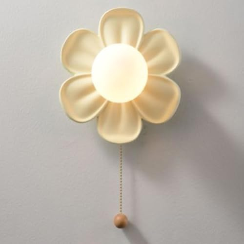 LOGT LED Blume Wandleuchte lnnen mit Schalter Kinderzimmer Wandlampe Modern Kreative Blume Dekorative Nachttischleuchte Jungen Mädchen Kinderlampe 3 Helligkeitsstufen für Schlafzimmer Kinderzimmer