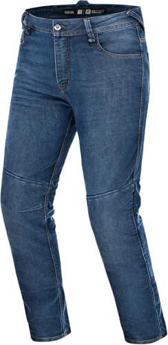 SHIMA Ridge Motorrad Jeans Herren mit Protektoren GFLEXX Knieprotektoren Cordura Motorradhose Kurzgrößen Hosen für Mann Protektorenhose Jeanshose Urban Stretch Textilhose (Männer, Blau, 32/32)