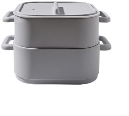 Vaporizador de silicona para microondas, 2 piezas, recipientes de almacenamiento de alimentos y cocina (gris)