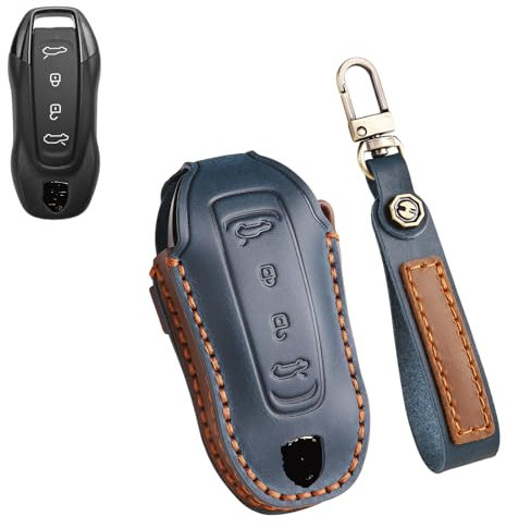 Ysbxitu Étui de clé intelligente en cuir synthétique - Pour Porsche Macan 4 EV Electric modèle 2024 2025 Taycan 2022, porte-clés de voiture étanche à la poussière - Idée cadeau