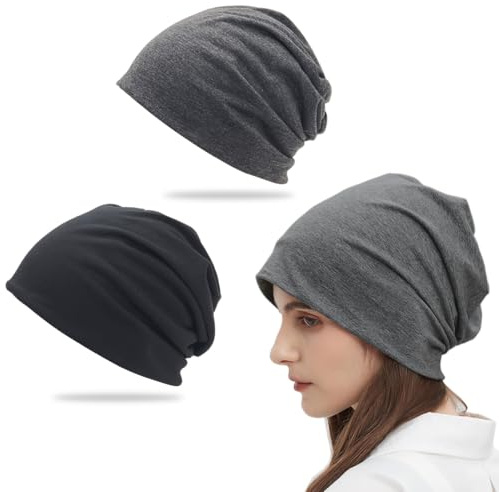 OIXEYA 2 Stück Chemo Kopfbedeckung Damen, Chemo Cancer Kopfbedeckung aus Baumwolle Schlafmütze Turban Kopfbedeckung Strecken Muslimisches Kopftuch für Frauen