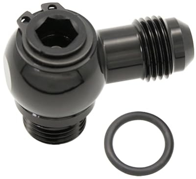 KRD PERFORMANCE -6 AN Male Banjo Adapter to ORB-AN6 (9/16-18 UNF) Aluminum Banjo Bolt Assembly Fitting for Fuel Rail or Fuel Tank Black