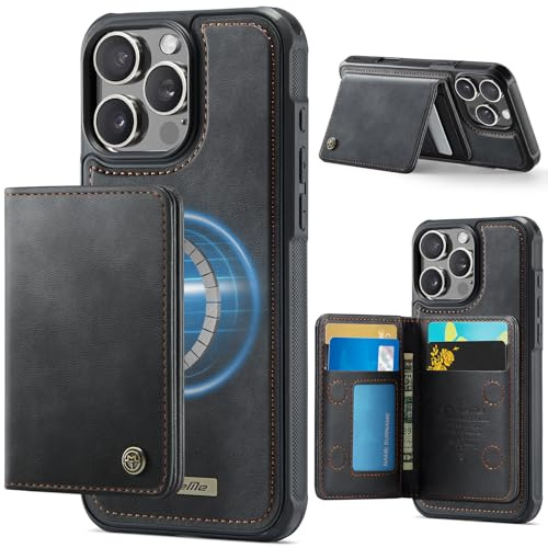 iEWFEN Wallet for iPhone 16 Pro Case with MagSafe, RFID Blocking 2 in 1 Detachable Magnetic Leather Cover with Card Slot Holder for Men Women (Black)