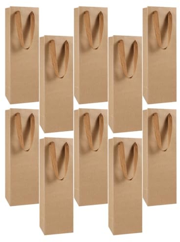 TEMPNAP 10pcs Wine Paper Bags Kraft Paper Wine Bottle Wrapping Bag for Bottles