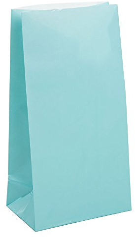 Vibrant Powder Blue Paper Party Bags (25cm x 13cm) 12 Count - Perfect for Celebrations and Events