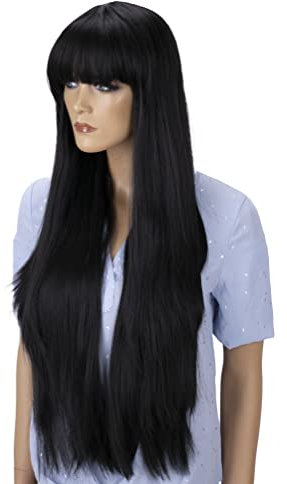 CAISHA 80cm Langhaar Perücke Fiona Fashion Wig Cosplay Glatt Schwarzbraun FZ502
