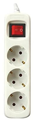 SILVER ELECTRONICS - Regleta Enchufe con 3 Tomas con Interruptor, Blanco, 3 Enchufes, Cable de 3 Metros, Protección Infantil, Toma de Tierra, con protección sobretensiones