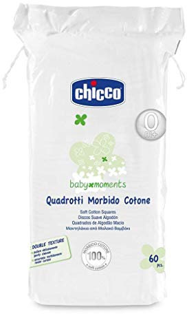 Chicco 00002654000000 Quadrotti in Cotone, Bianco, 60 pezzi