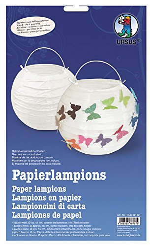 Ursus 18480000 - Papierlampion Blanko, Durchmesser, ca. 15 cm, 4 Stück
