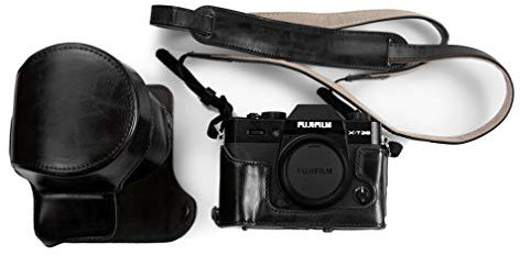 kinokoo Tasche für Fujifilm X-T30 X-T30 II X-T20 X-T10, Schutzhülle aus PU-Leder für Fuji XT10 XT20 XT30 XT30 II Kamera mit 16-50 mm Objektiv – mit verstellbarem Schultergurt - Schwarz