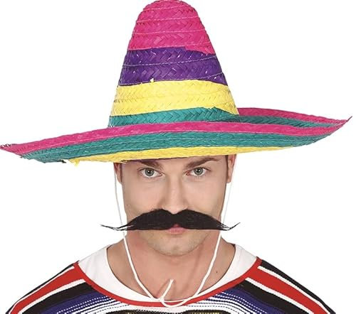 shoperama Sombrero en paille colorée 50 cm chapeau mexicain grand mexicain mexicain couvre-chef accessoire de costume