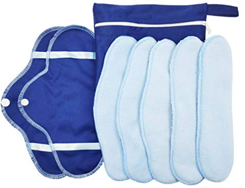 8stücke Waschbare Wiederverwendbare Damenbinden Tragbare Faltbare Atmungsaktive Menstruationspads Mit Aufbewahrungstasche