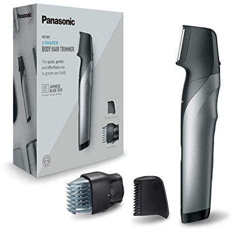 Panasonic ER-GK80-S503 Wiederaufladbarer Körperschneider für Herren (Taschenform, i-Shaper, Edelstahl, lange Akkulaufzeit, Zubehör für feine Zonen, 20 Längen, 2 Kämme und Hülle), Schwarz