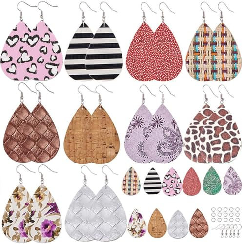SUNNYCLUE DIY Machen 10 Paar Leder Teardrop Drop Dangle Ohrring Making Starter Kit Schmuckherstellung Lieferungen für Frauen Mädchen Anfänger, Platin Farbe