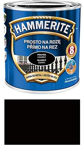 Vernice protettiva per metallo Hammerite, antiruggine, 250 ml, lucida, Nero