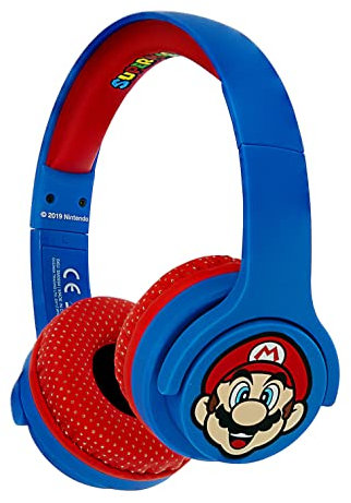 OTL Technologies - Auricular inalambrico Bluetooth para niños Rojo y Azul Super Mario (Android)