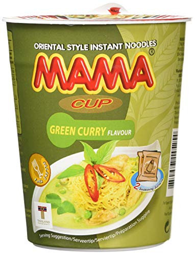 Mama Instant Cup Noodle with Green Curry Flavor 70 g - Pack of 12