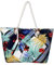DonDon Strandtasche mit Reißverschluss, Große Strandtasche XXL, Shopper Tasche Damen - Praktische Beach bag Umhängetasche Damen Badetasche für Strand und Meer - Blumen-Kunst