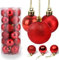 FOMIYES Weihnachtskugeln Rot, Christbaumkugeln Kunststoff Weihnachten Bälle Ornamente Bruchsicher Christbaumschmuck Anhänger für Weihnachten 24PCS