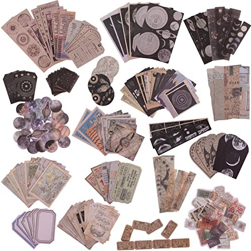 SAVITA 200 Stück Vintage Scrapbook Stickers Aufkleber, 80 Selbstklebend Durchscheinend Ästhetische Aufkleber 120 Matt Retro Schreibpapier, Dekorative Aufkleber für Scrapbooking Journaling Fotoalbum