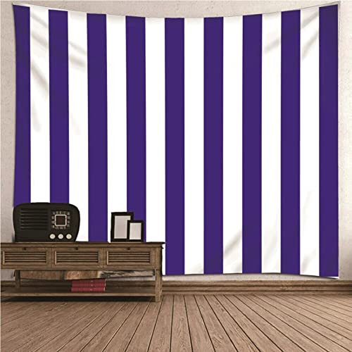 Aotiwe Tapisserie Wandbehang, Wanddeko Wohnzimmer Vintage Streifenthema Weiß und Lila aus Polyester Violett 150X130Cm