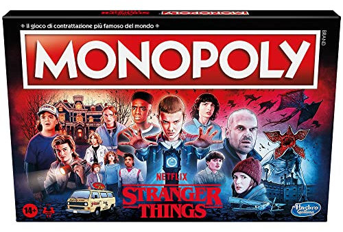 Hasbro Gaming Monopoly Stranger Things Brettspiel für Erwachsene und Jugendliche , 6 Spieler , ab 14 Jahren, Mehrfarbig, 41 x 400 x 267 mm || Italienisch Sprache