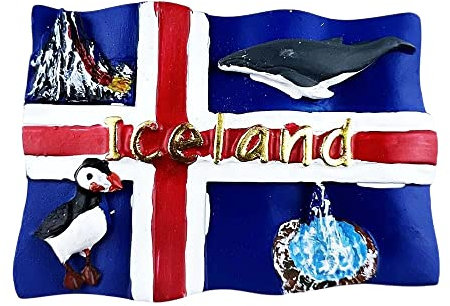 Kühlschrankmagnet mit 3D-Island-Flagge, Souvenir, handgefertigt, Island, Kühlschrankmagnet, Heim- und Küchendekoration, Kollektion