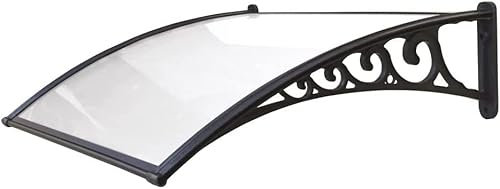 Pensilina Tettoia per Porta Balcone Esterno | Copriporta o Finestra In Policarbonato Compatto | 120x80 | 100x80 | 120x100 | 150x100 | Fumé | Bianco (100x80 (Braccetto), Satinato)