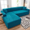 XVBVS Super Stretch Couchbezüge L-förmiger Sofabezug Stretch-Couchbezüge, 2 Stück L-förmiger Couchbezug Spandex-Jacquard-Möbelschutz für Wohnzimmer-Haustiere-Blau-4-Sitzer+4-Sitzer