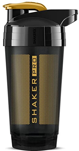 ShakerX - Protein Shaker 700 ml - Premium Fitness Shaker for Protein & Sports Drinks - Leak-proof and Durable - Protein Shaker - BPA Free - Solid Protein Shaker - Black Gold